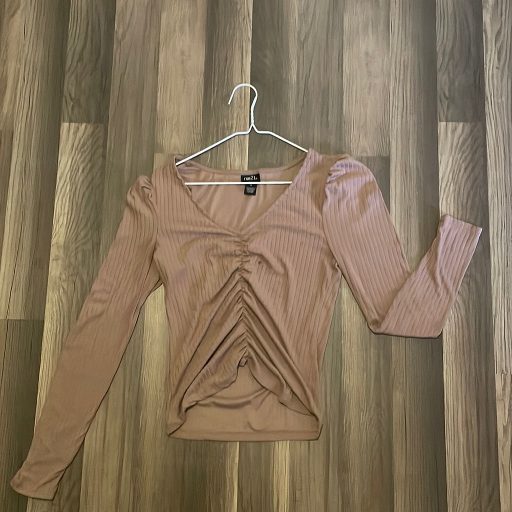 Pink-Beige Long Sleeve Shirt